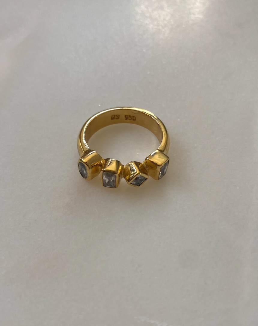 18K Gold Plated Zirconia Four Shape Ring