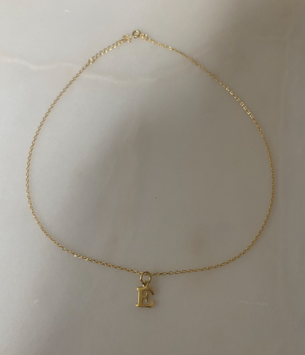 18k Gold Plated Petite Initial Necklace with 38cm Adjustable Gold Chain