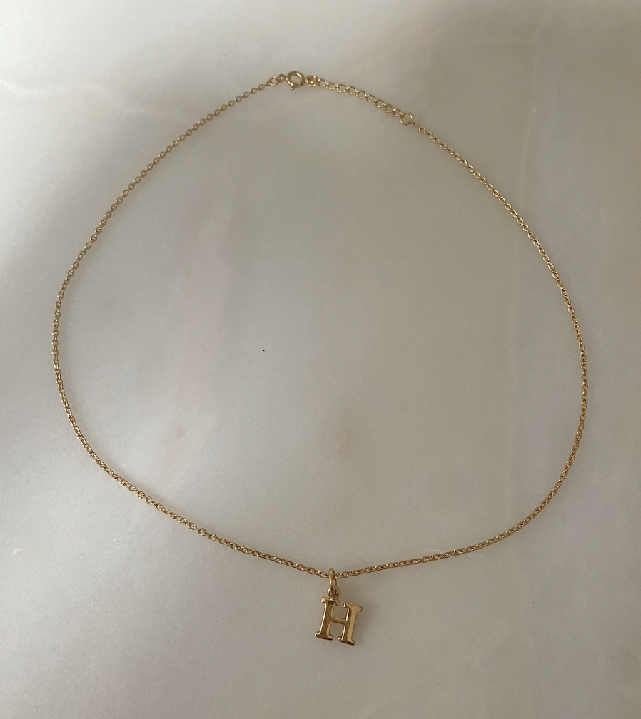 18k Gold Plated Petite Initial Necklace with 38cm Adjustable Gold Chain