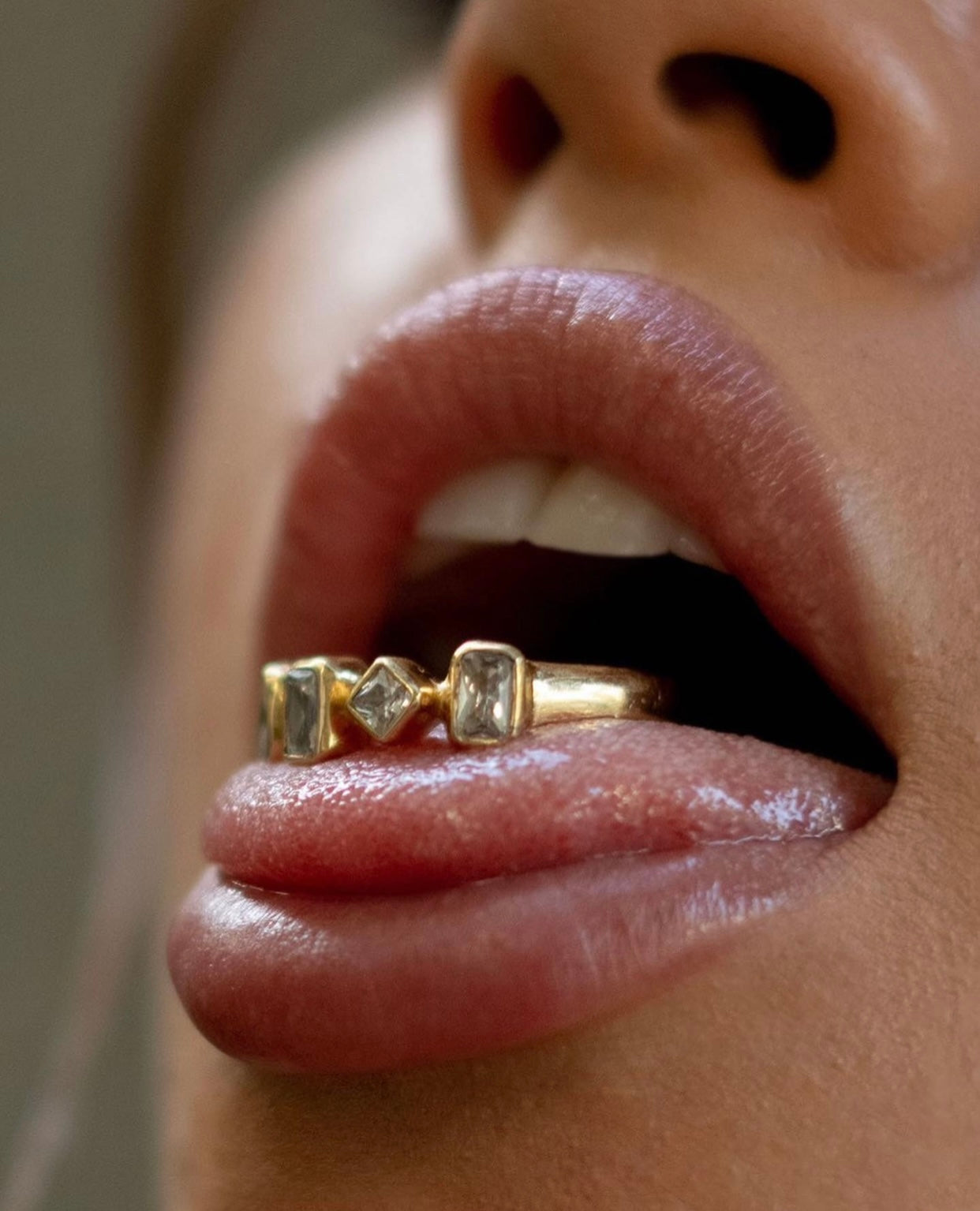 18K Gold Plated Zirconia Four Shape Ring