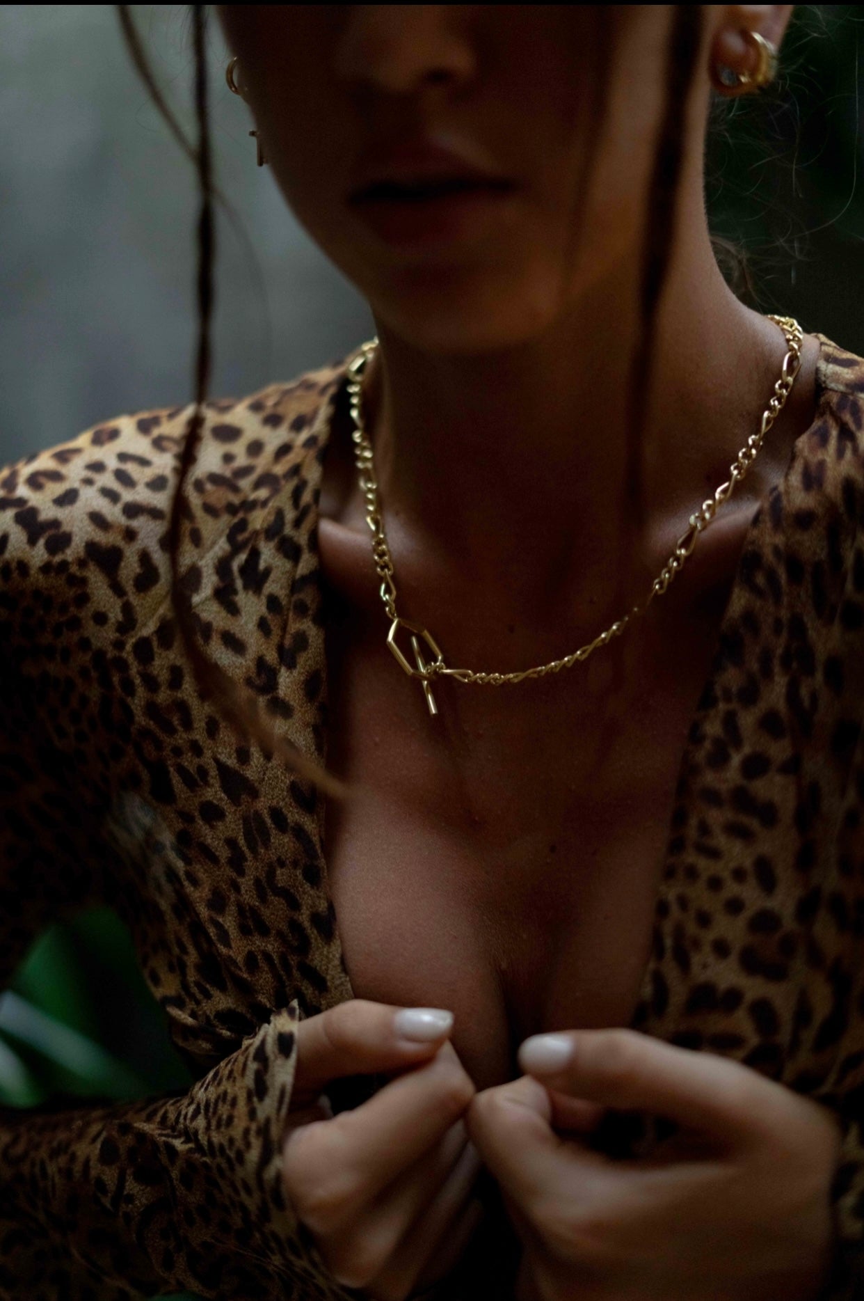 18K Gold Plated Figaro Hexagon Necklace 45cm