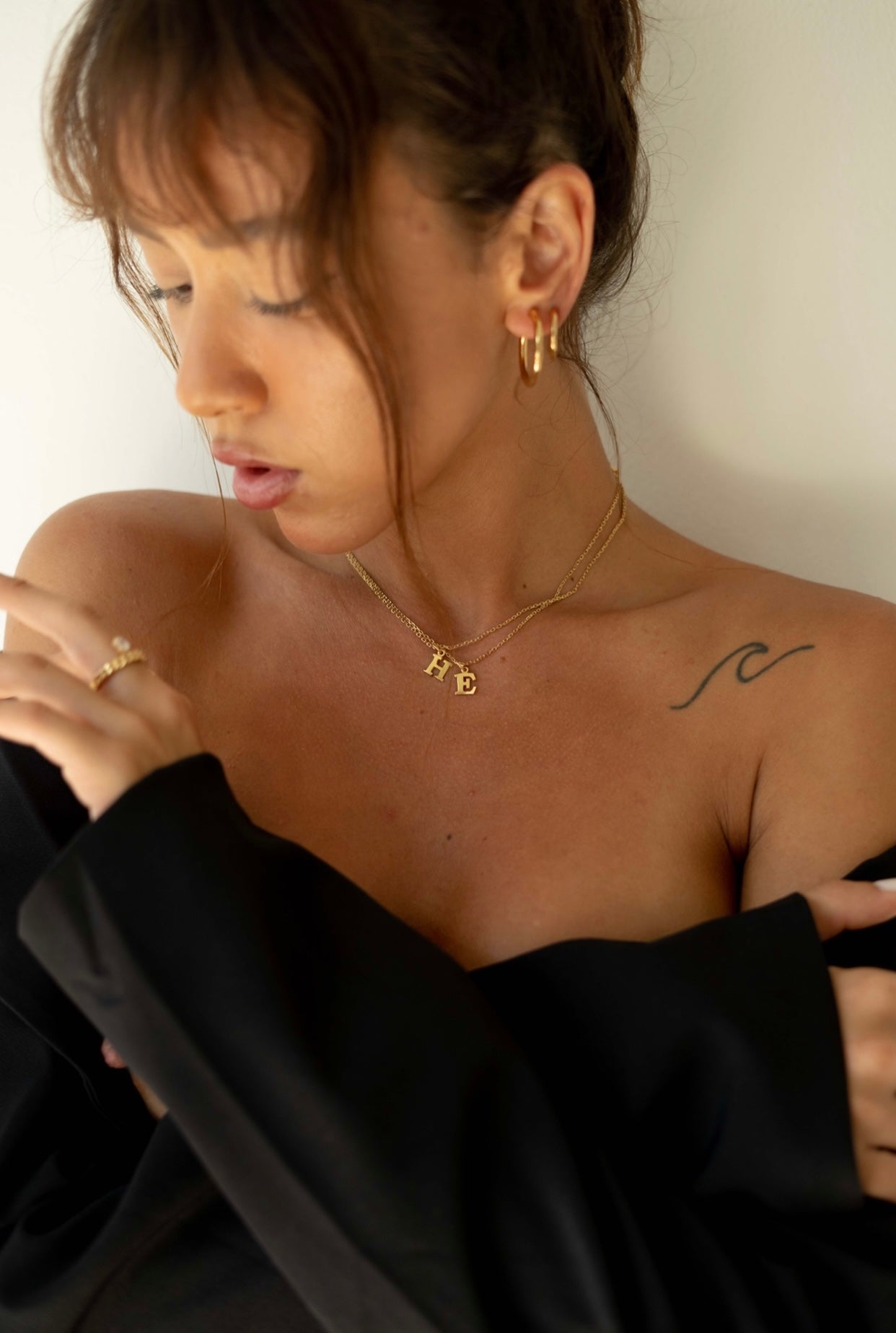 18k Gold Plated Petite Initial Necklace with 38cm Adjustable Gold Chain