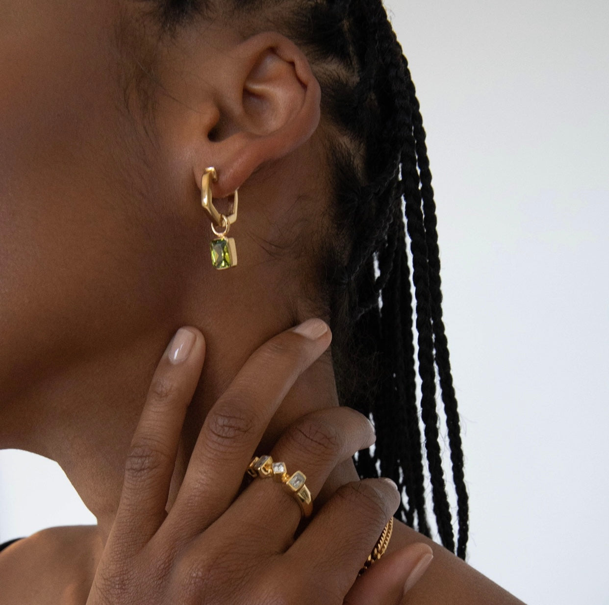 18K Gold Plated Zirconia Four Shape Ring