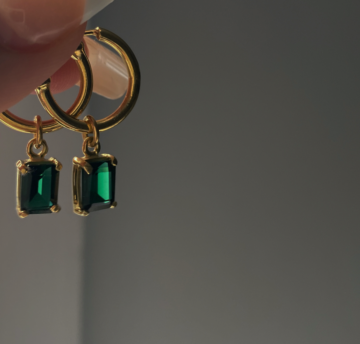 18K Gold Plated Green Quartz Hoops Earrings featuring our green quartz stones