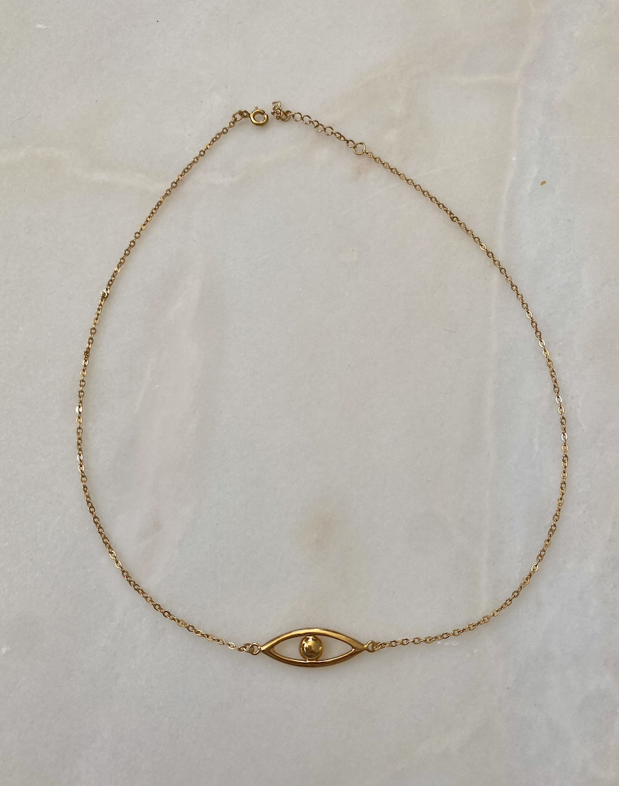 18K Gold plated Evil Eye Necklace with a 38cm chain