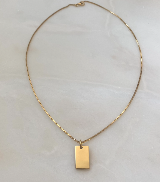 18k Gold plated Engravable Tag ID Necklace 49cm Chain